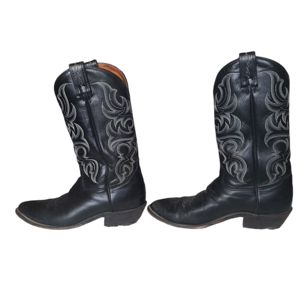 TONY LAMA Cowboy / Western Boots Genuine Leather Black Men’s Size 10 D 7926 - Picture 6 of 15